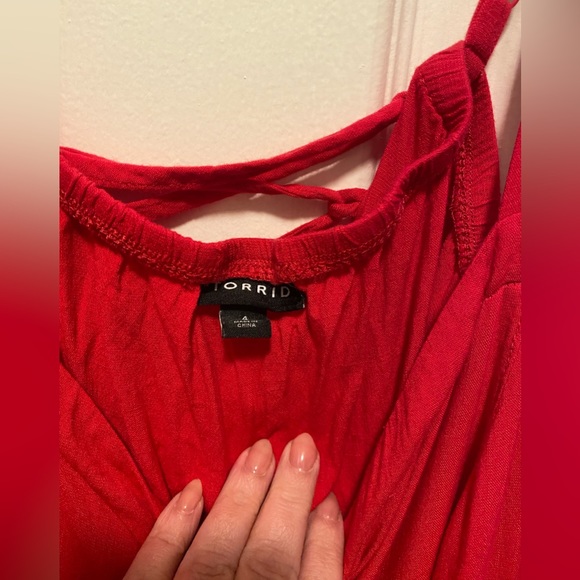 torrid Fit And Flare Rayon Slub Lace-Up Back Tank - Picture 9 of 12